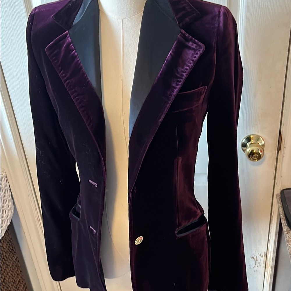 Dolce & Gabbana Purple Velvet Blazer Elegant Fit